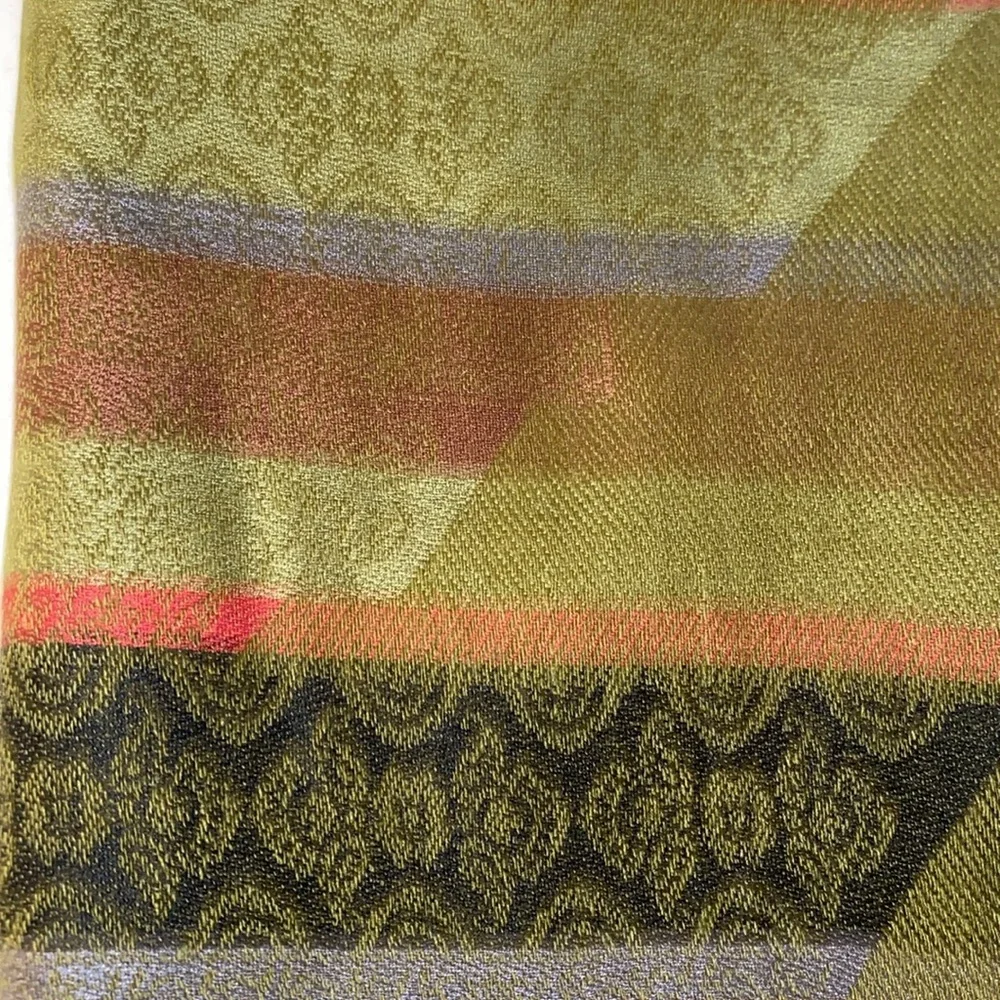 Pashmina & Silk Beautifully Designed Multi-Colored Soft Flowing Shaw 27”W x 66 L